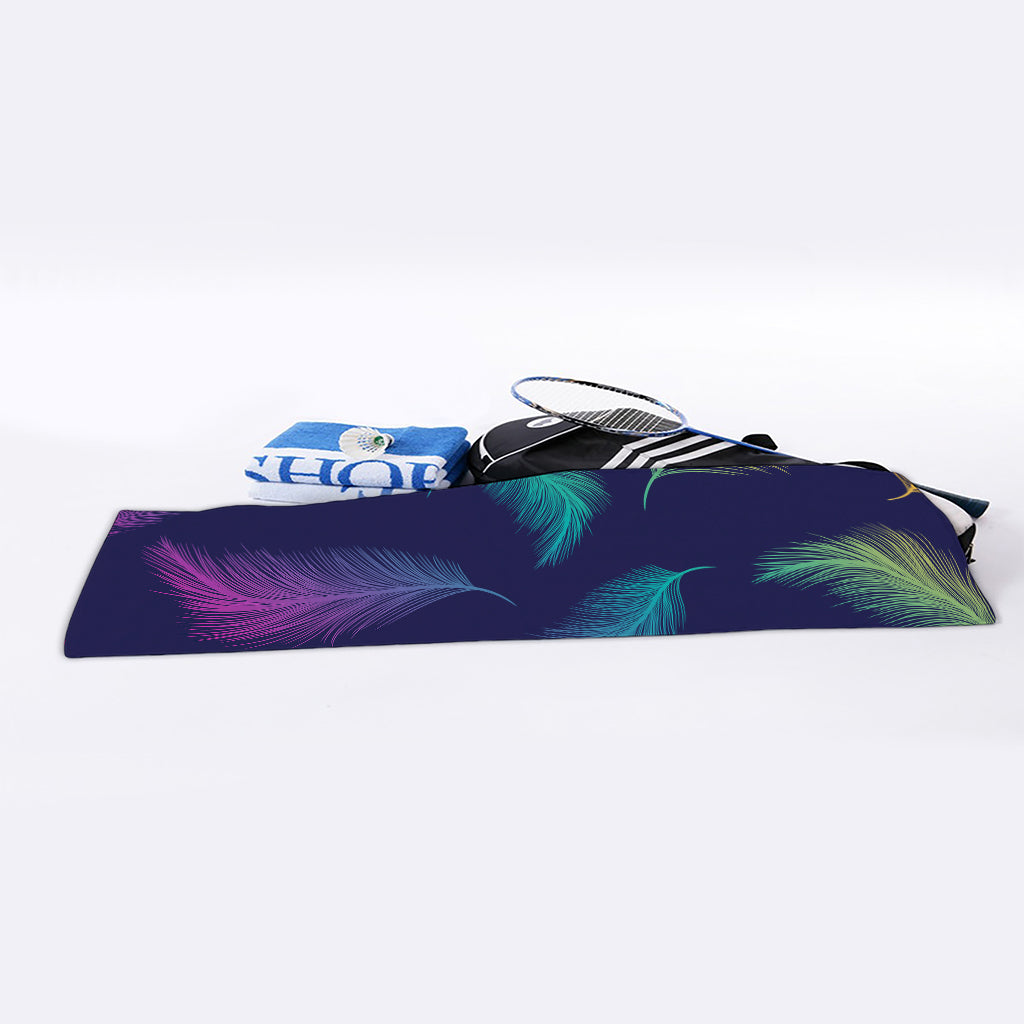 Colorful Feather Pattern Print Sports Towel