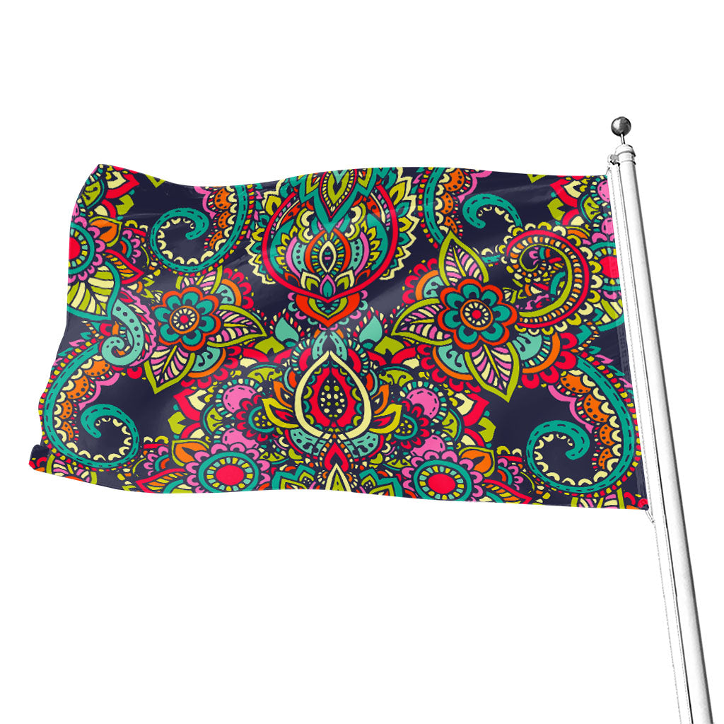 Colorful Floral Mandala Print Flag