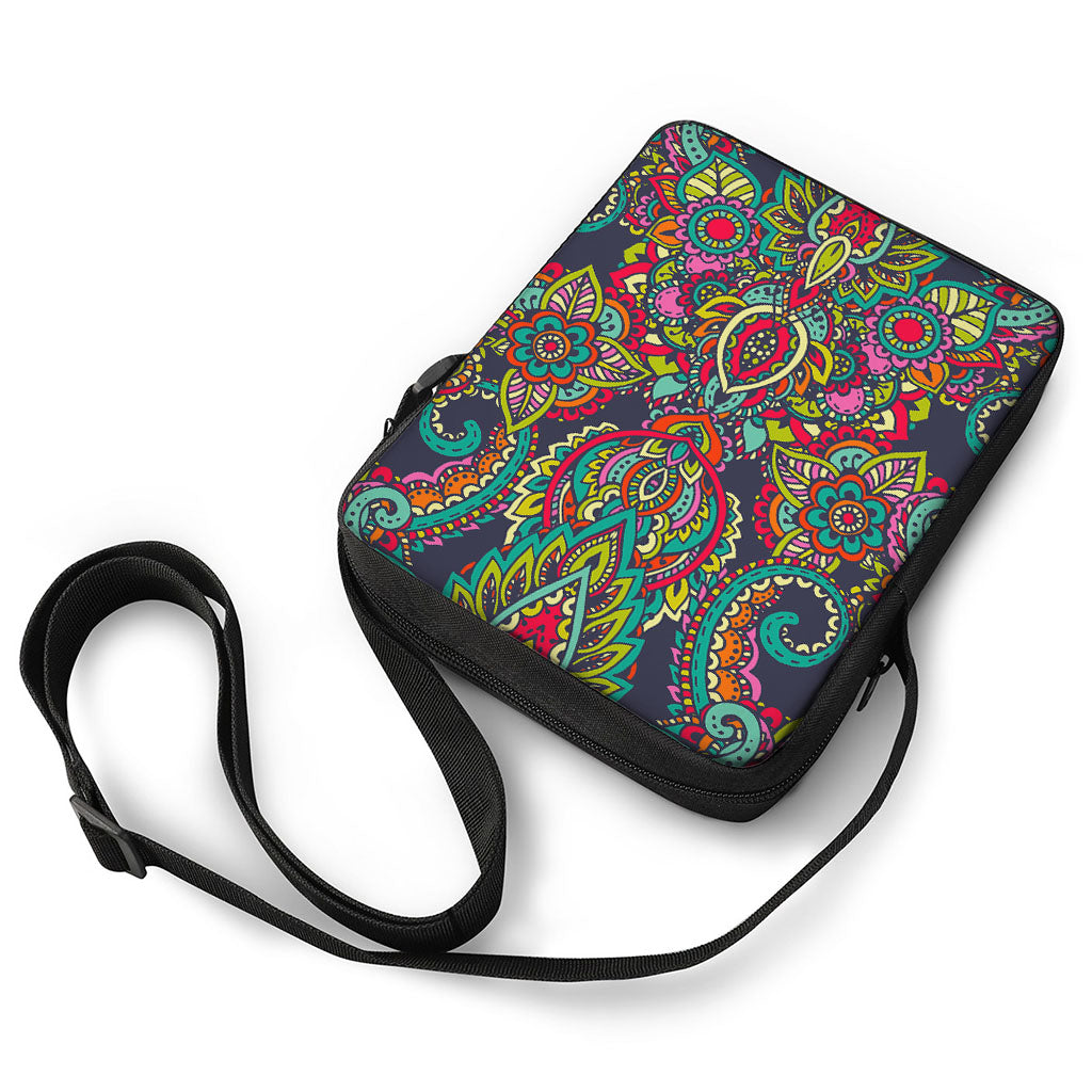 Colorful Floral Mandala Print Rectangular Crossbody Bag