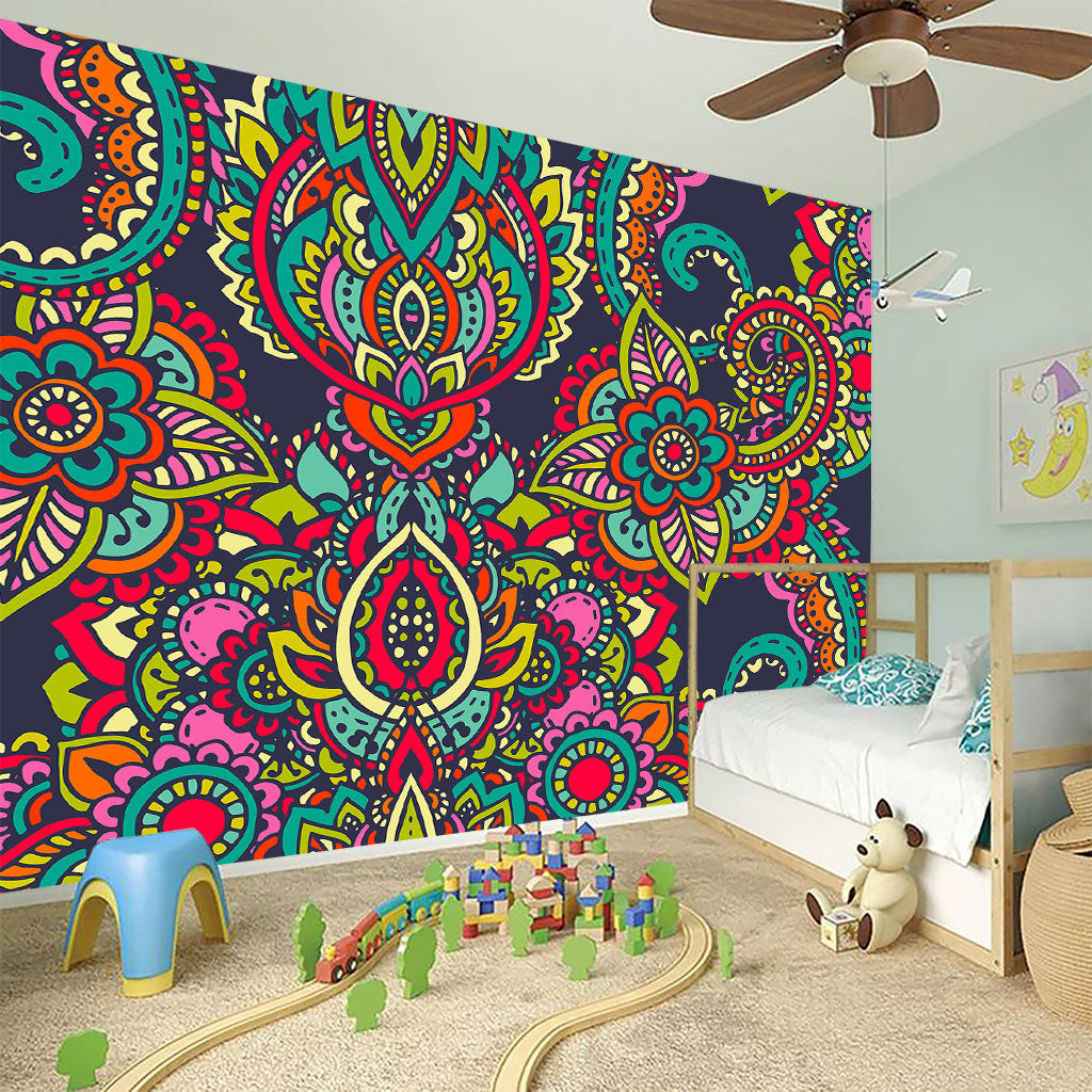 Colorful Floral Mandala Print Wall Sticker