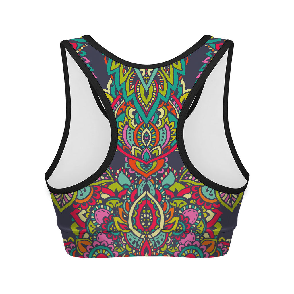 Colorful Floral Mandala Print Women's Sports Bra