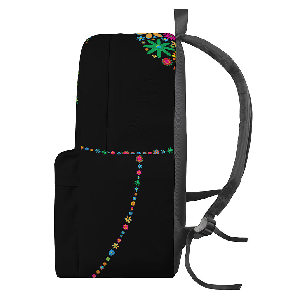 Colorful Flowers Yin Yang Print Backpack