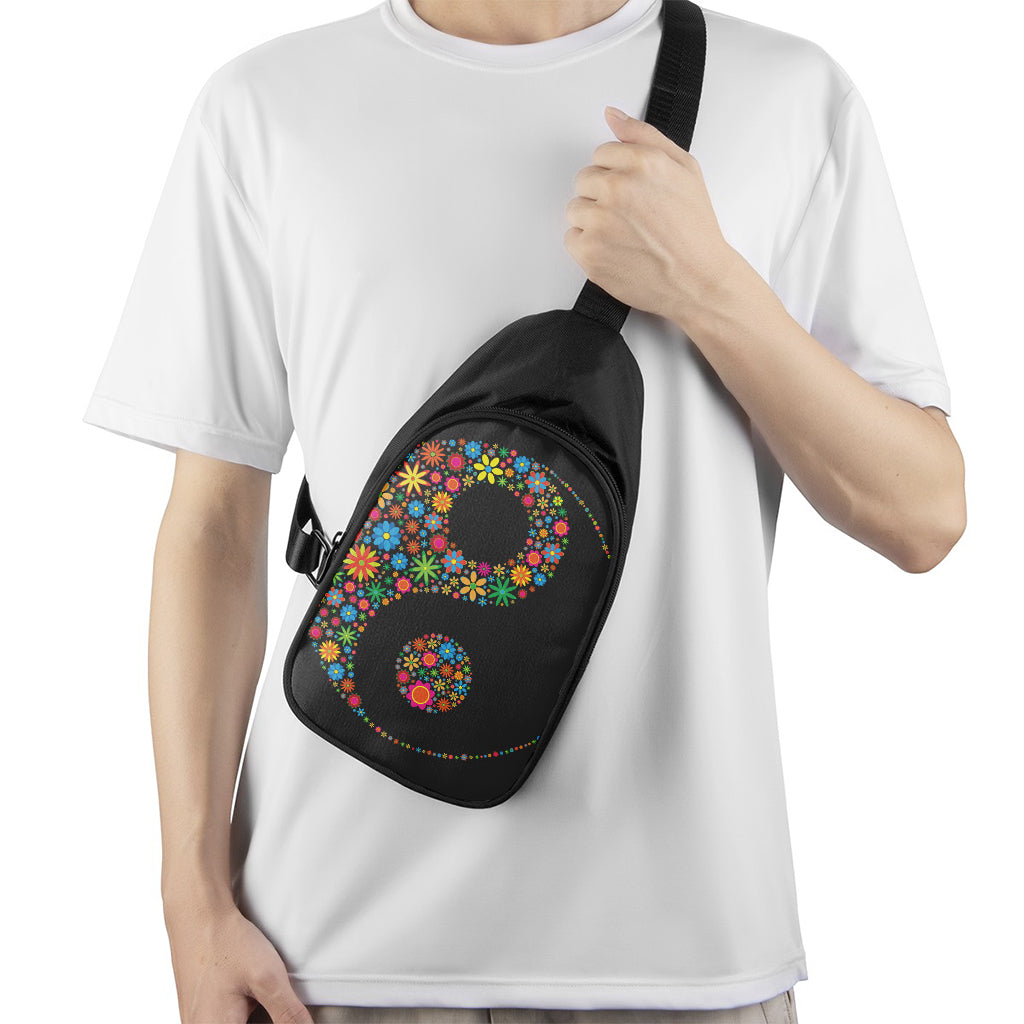 Colorful Flowers Yin Yang Print Chest Bag