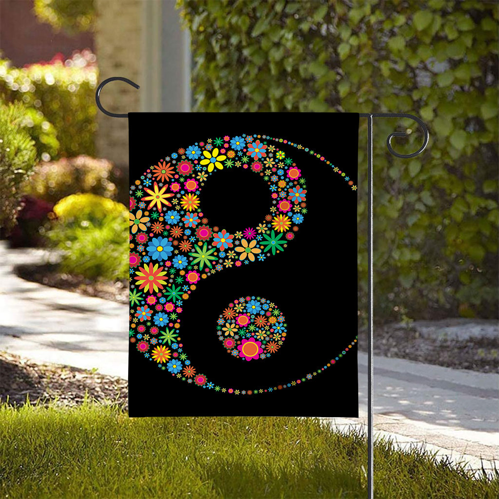 Colorful Flowers Yin Yang Print House Flag