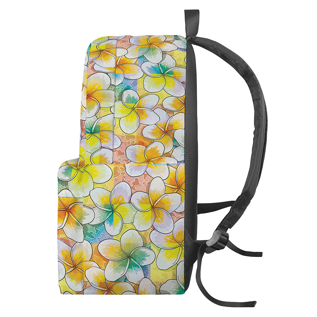 Colorful Frangipani Pattern Print Backpack