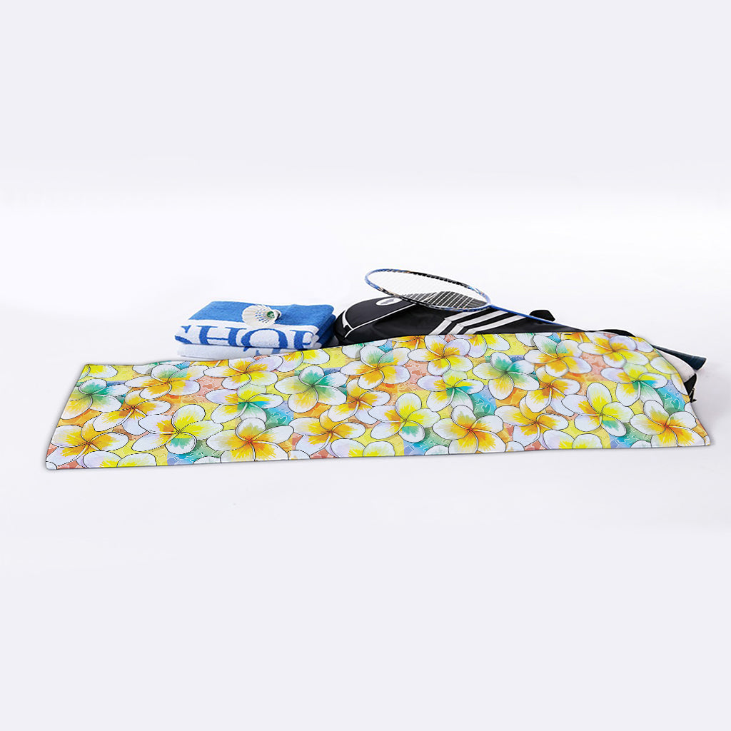 Colorful Frangipani Pattern Print Sports Towel