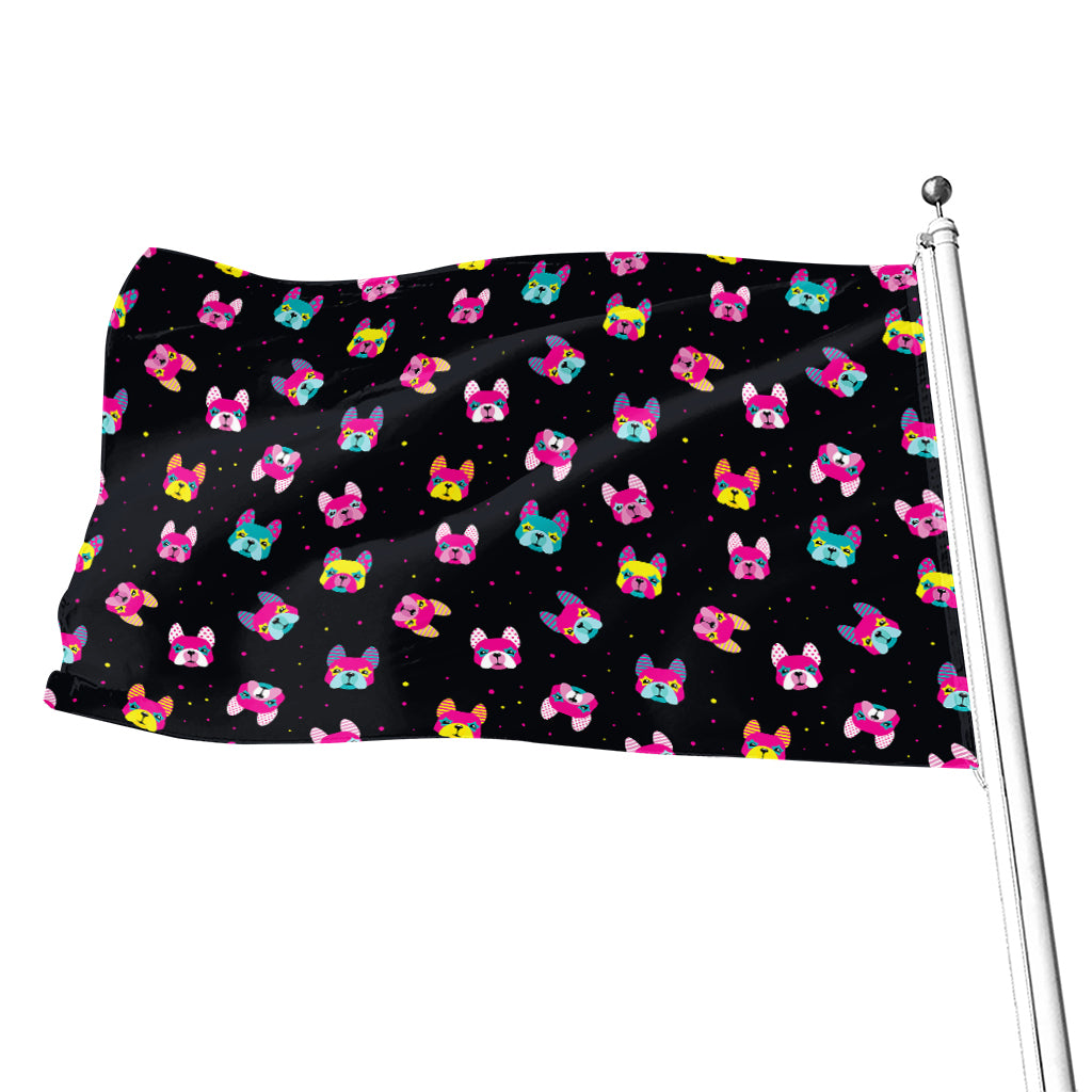 Colorful French Bulldog Print Flag