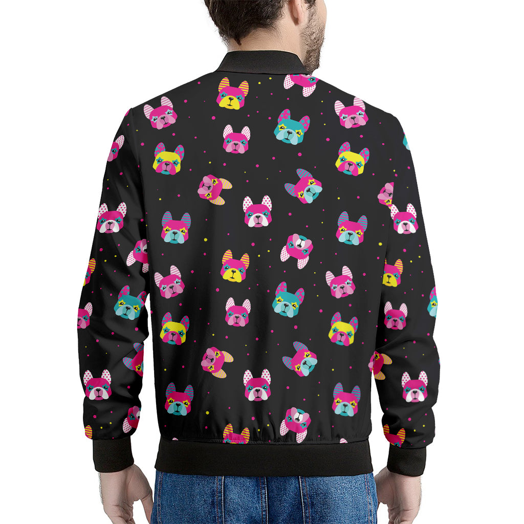 Colorful French Bulldog Print Men's Bomber Jacket