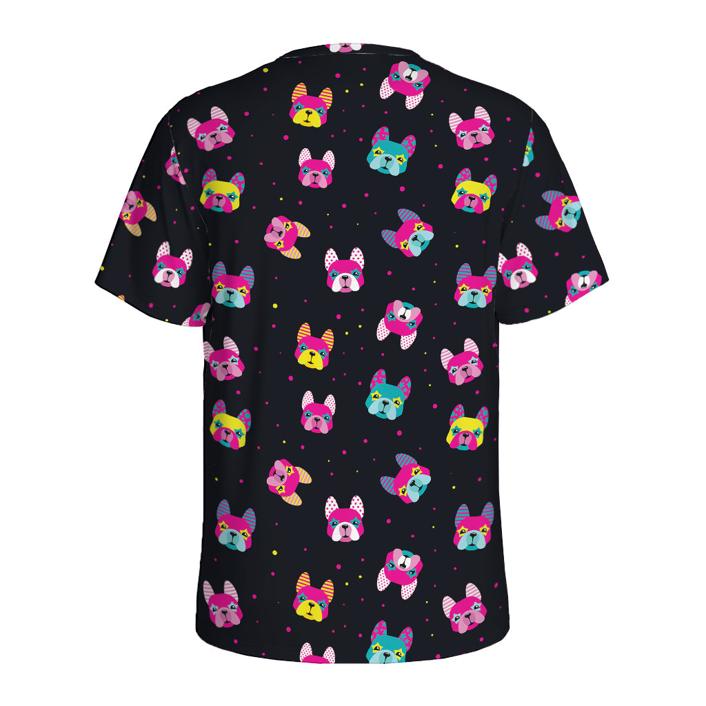 Colorful French Bulldog Print Men's Sports T-Shirt