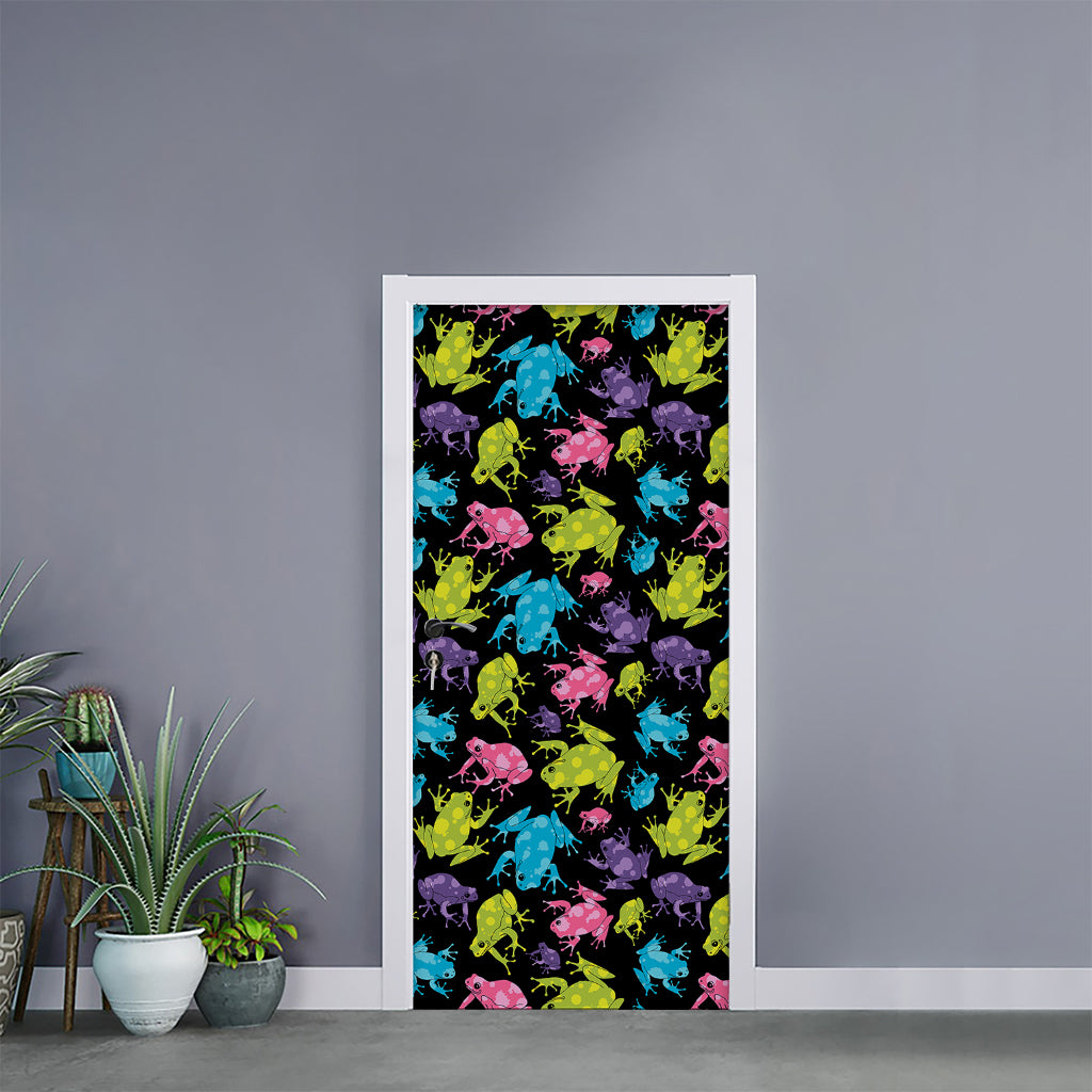 Colorful Frog Pattern Print Door Sticker