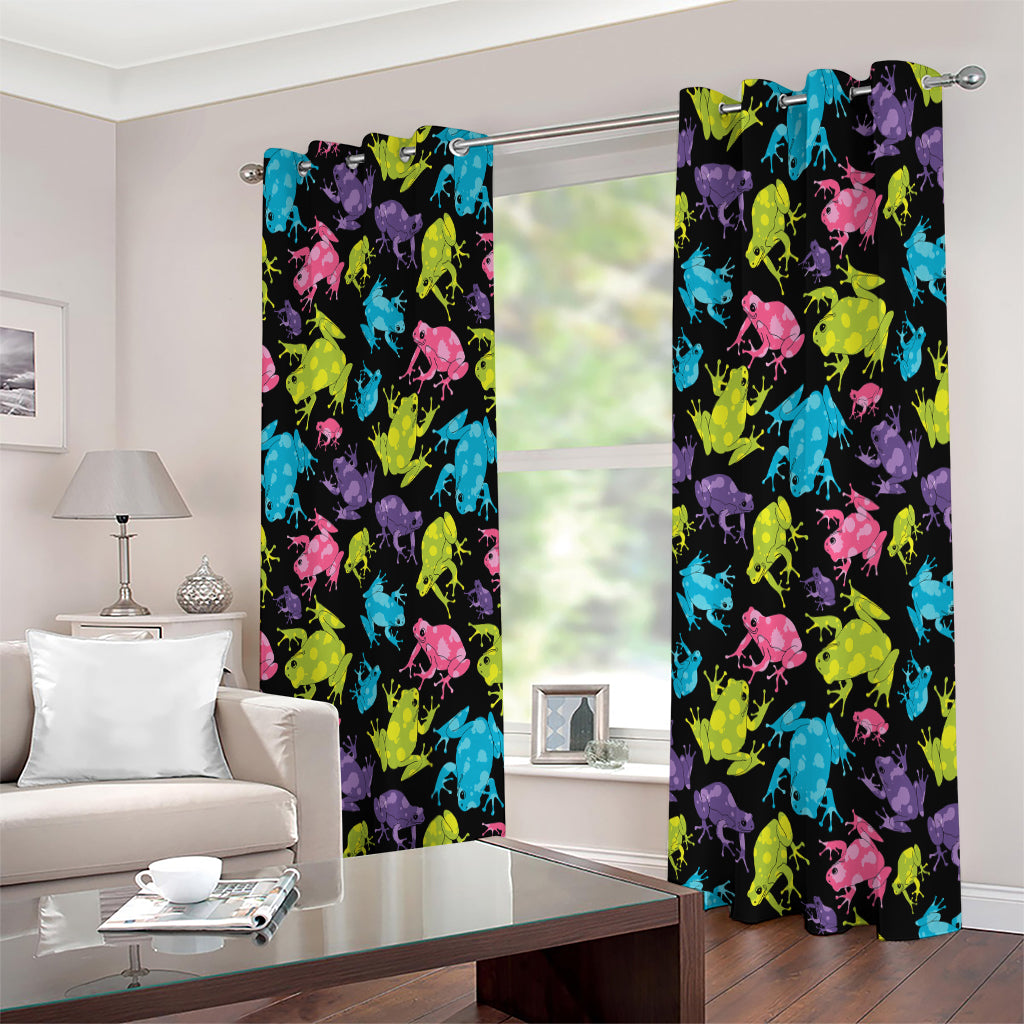Colorful Frog Pattern Print Extra Wide Grommet Curtains