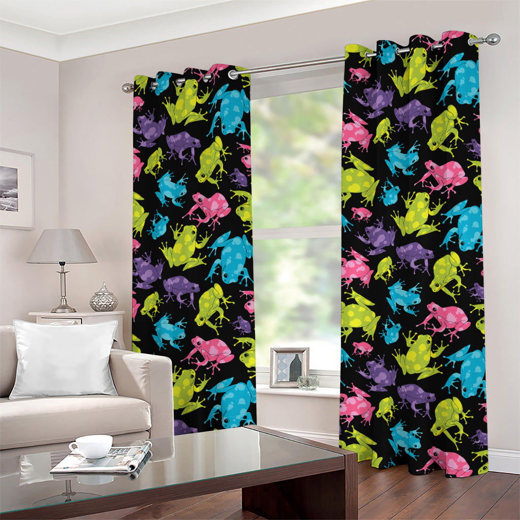 Colorful Frog Pattern Print Grommet Curtains