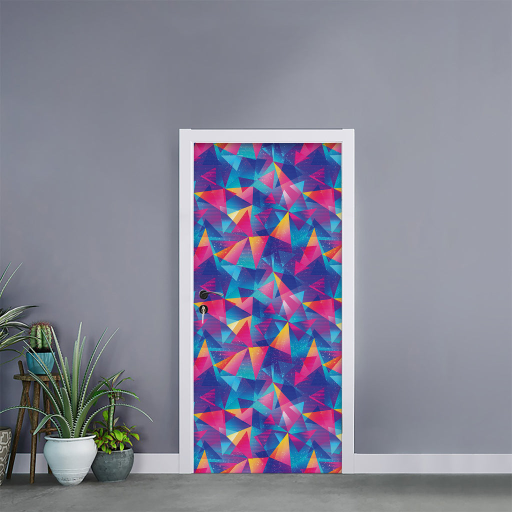 Colorful Geometric Mosaic Print Door Sticker