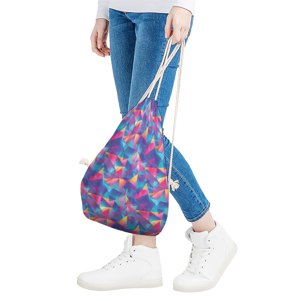 Colorful Geometric Mosaic Print Drawstring Bag