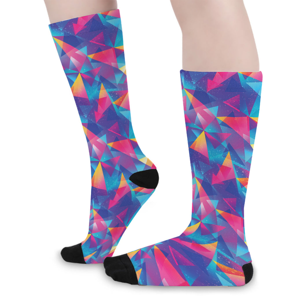 Colorful Geometric Mosaic Print Long Socks