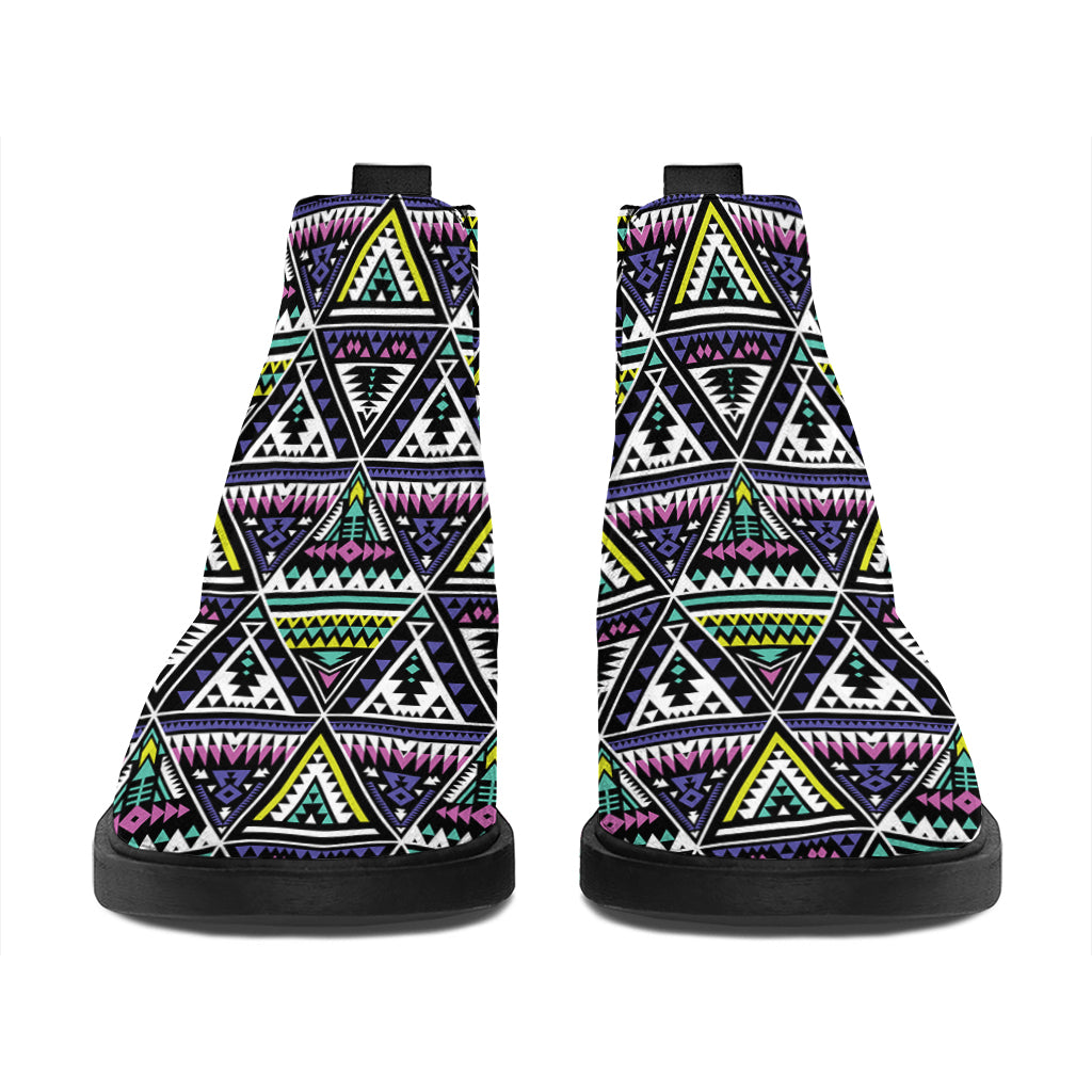 Colorful Geometric Native Navajo Print Flat Ankle Boots