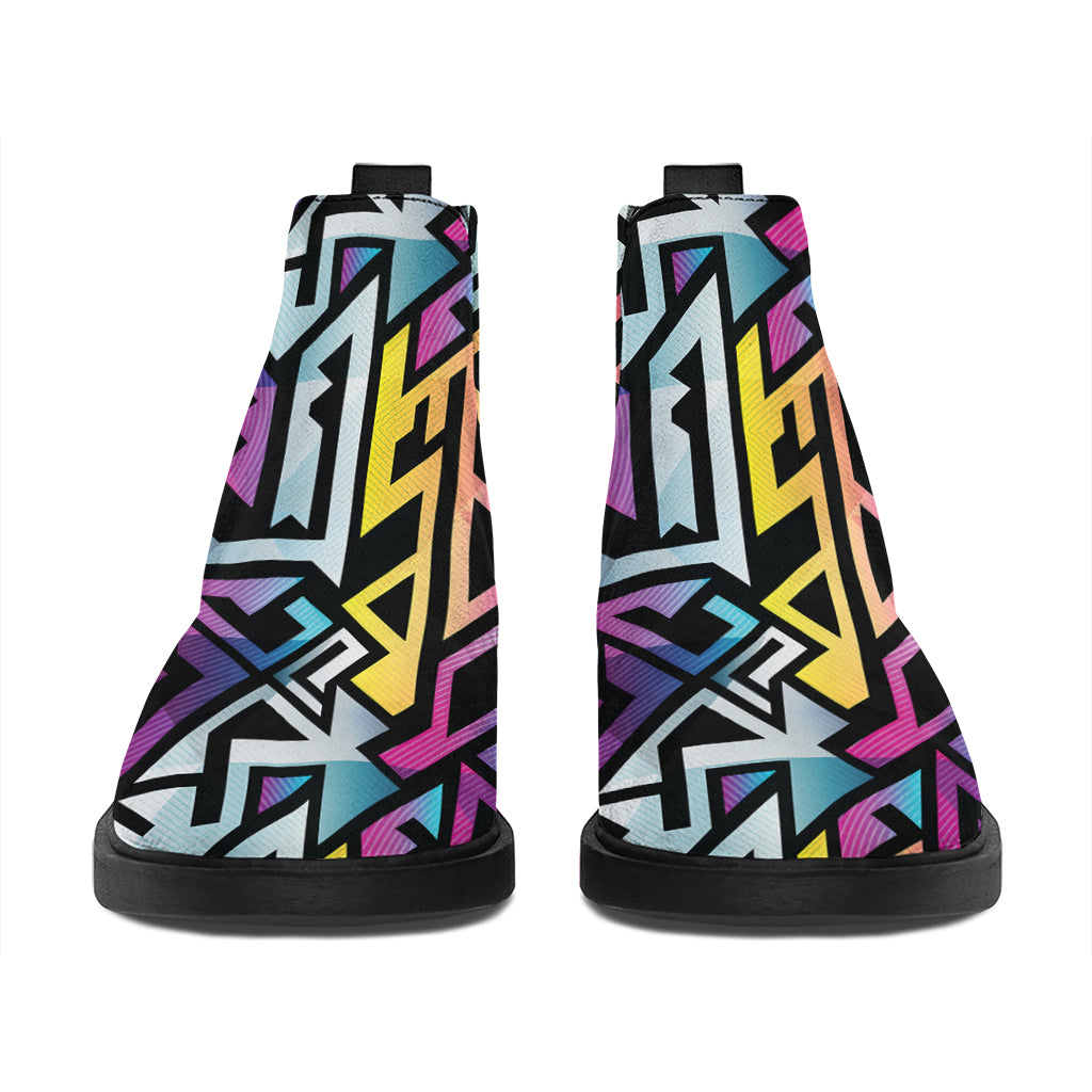 Colorful Geometric Tribal Pattern Print Flat Ankle Boots