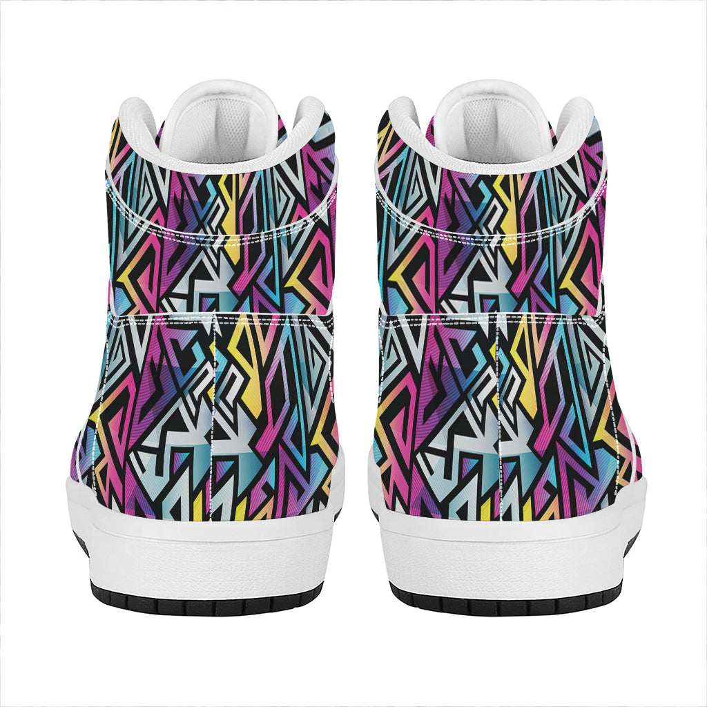 Colorful Geometric Tribal Pattern Print High Top Leather Sneakers