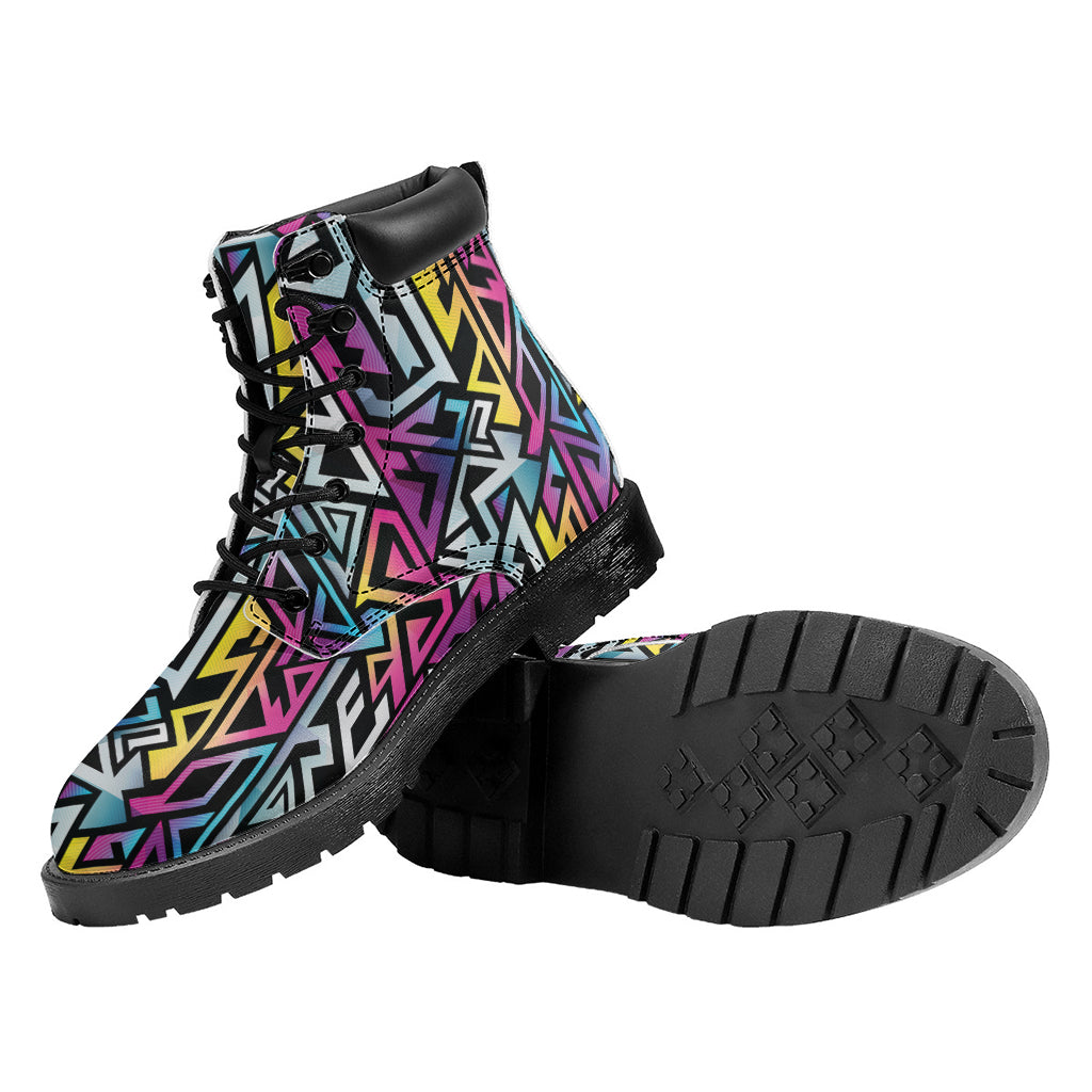 Colorful Geometric Tribal Pattern Print Work Boots