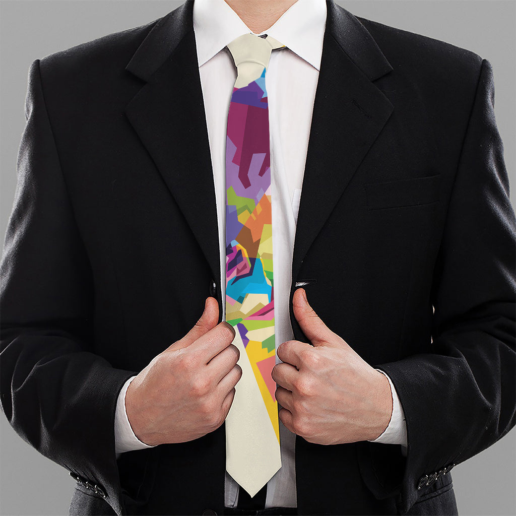 Colorful Giraffe Portrait Print Necktie