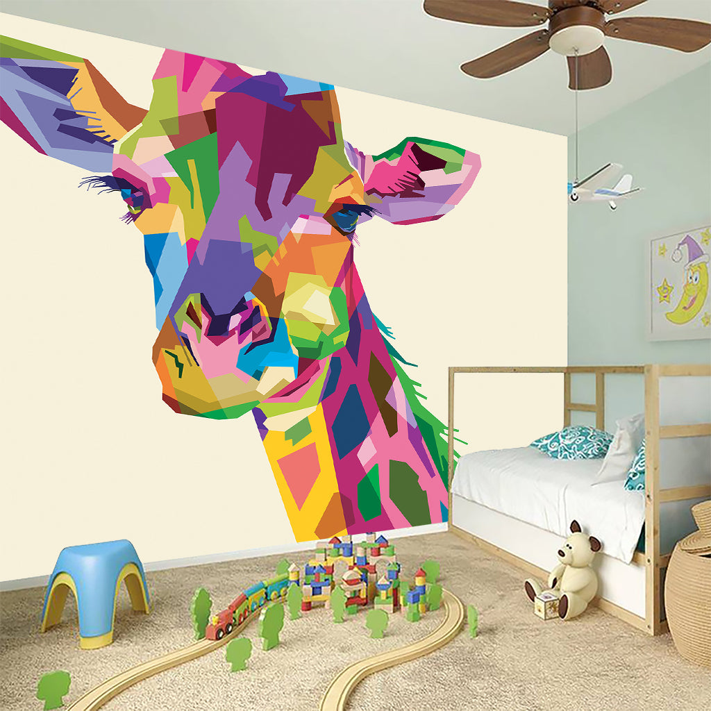 Colorful Giraffe Portrait Print Wall Sticker