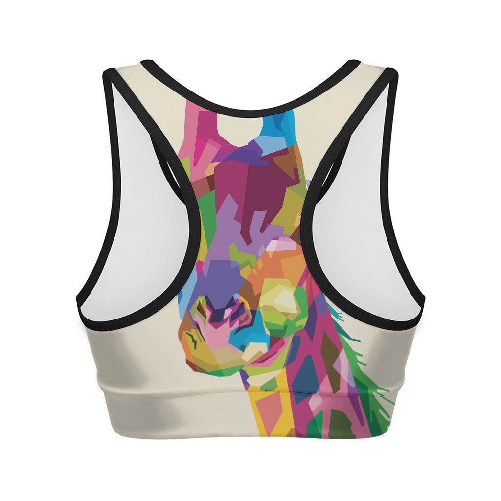 Colorful Giraffe Portrait Print Women's Sports Bra
