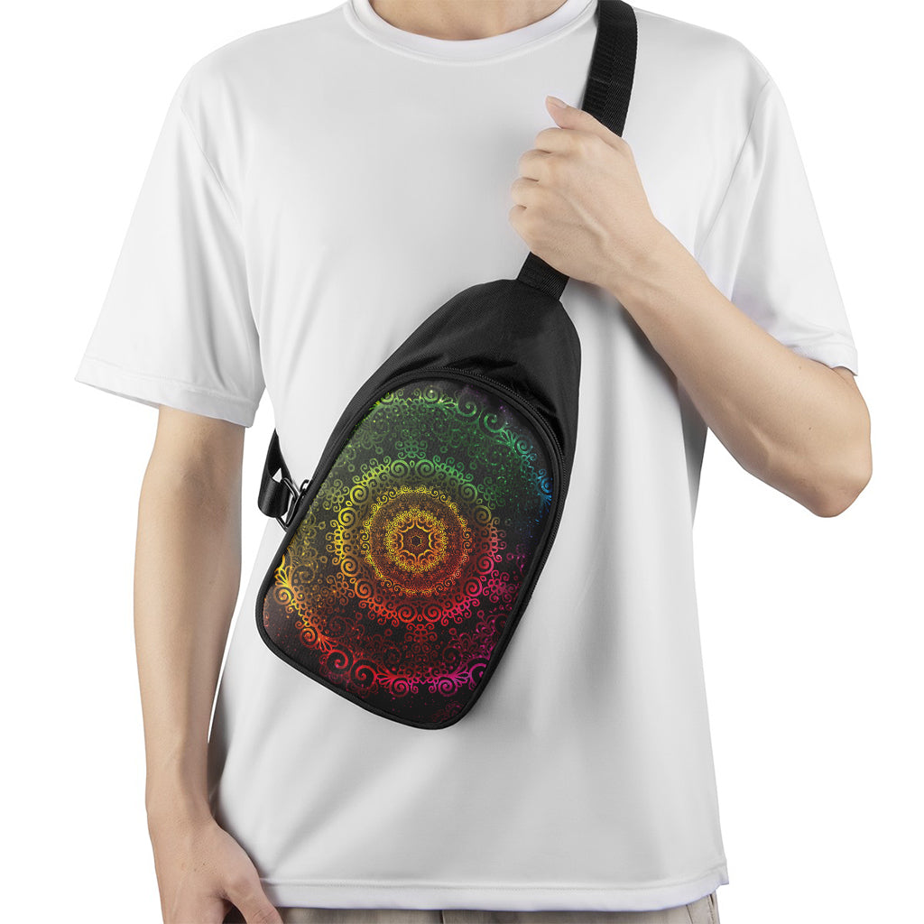 Colorful Gradient Mandala Print Chest Bag
