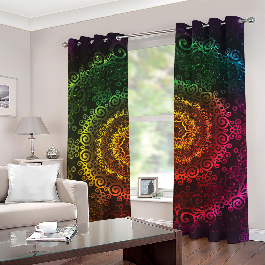 Colorful Gradient Mandala Print Grommet Curtains