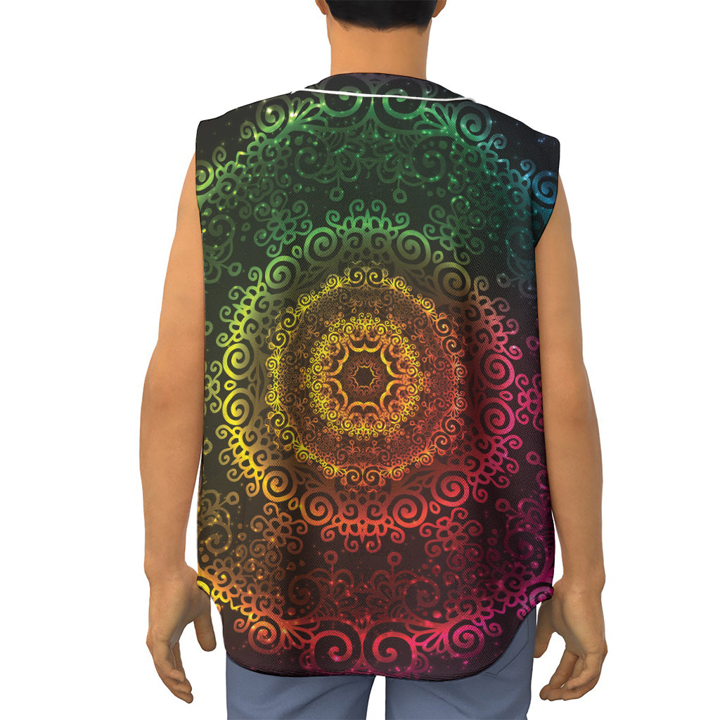Colorful Gradient Mandala Print Sleeveless Baseball Jersey