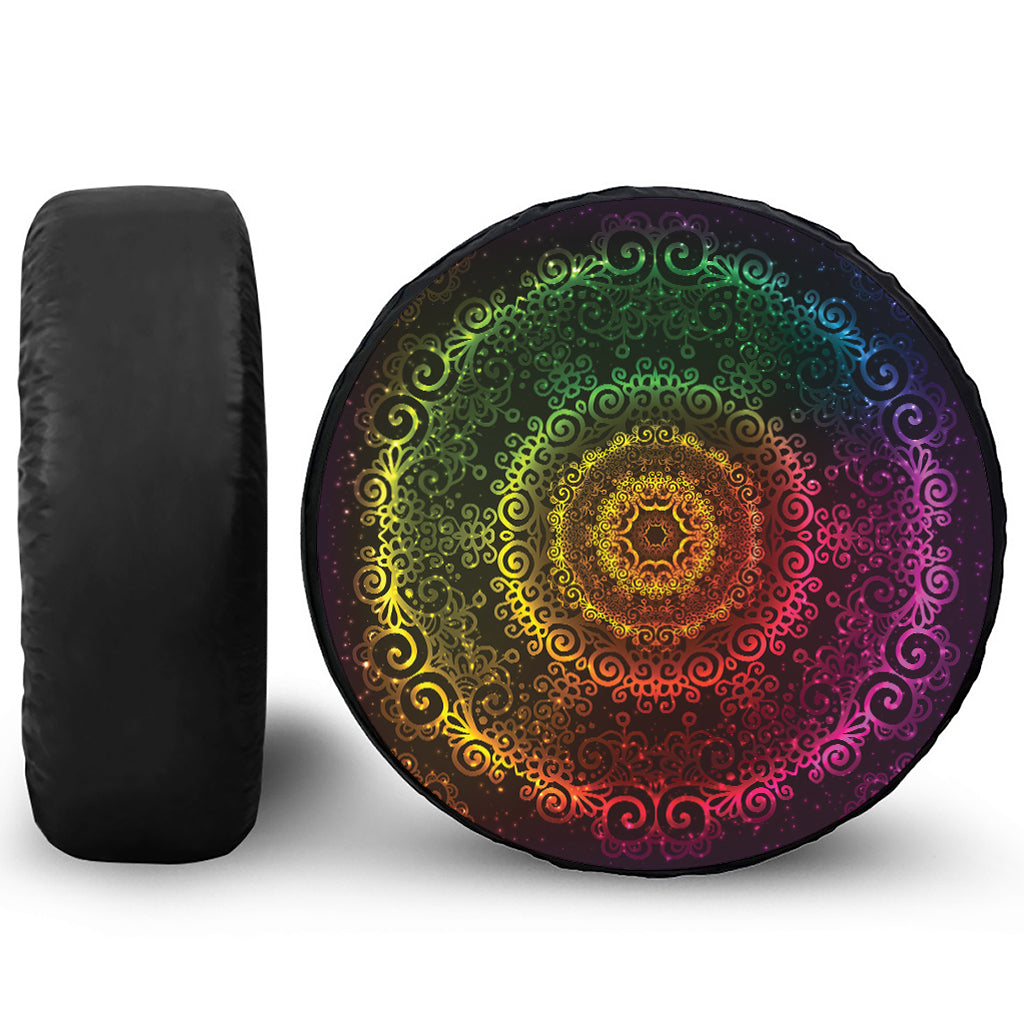 Colorful Gradient Mandala Print Tire Cover
