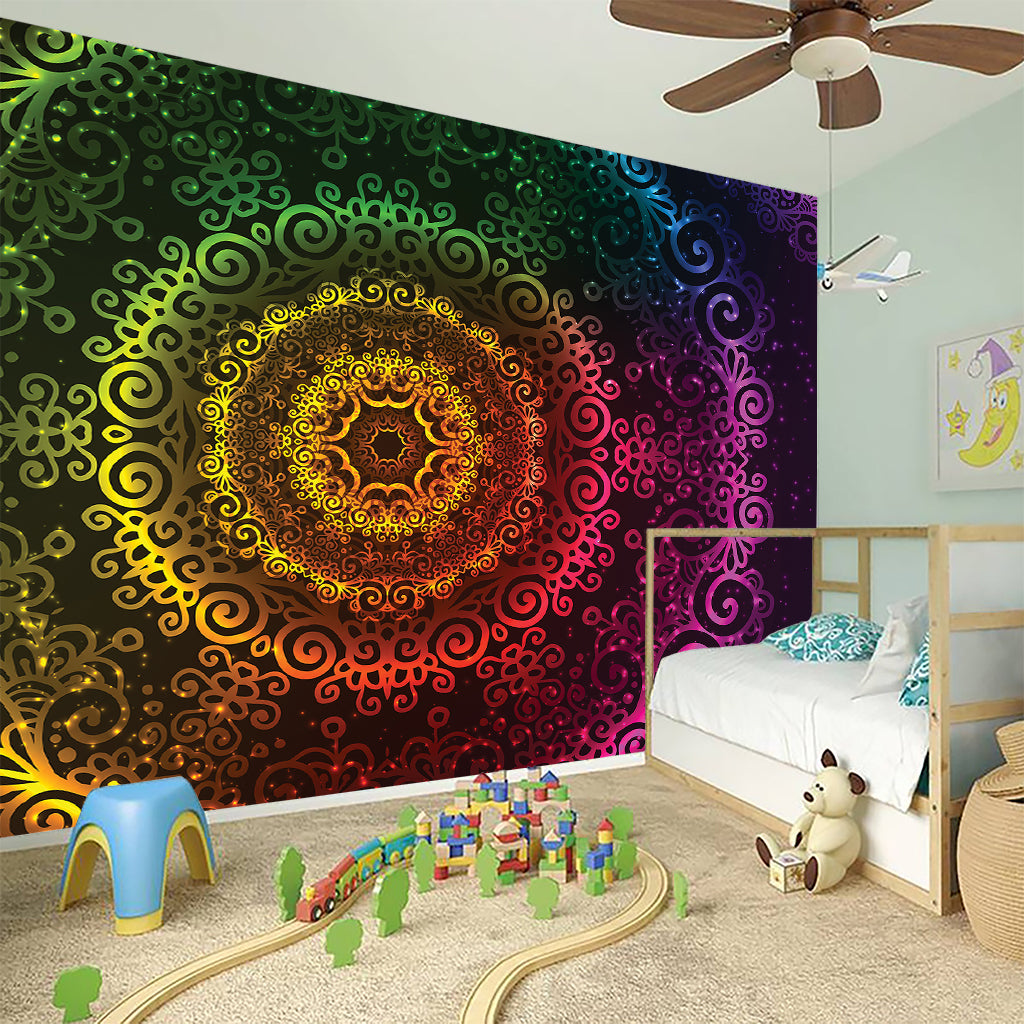 Colorful Gradient Mandala Print Wall Sticker