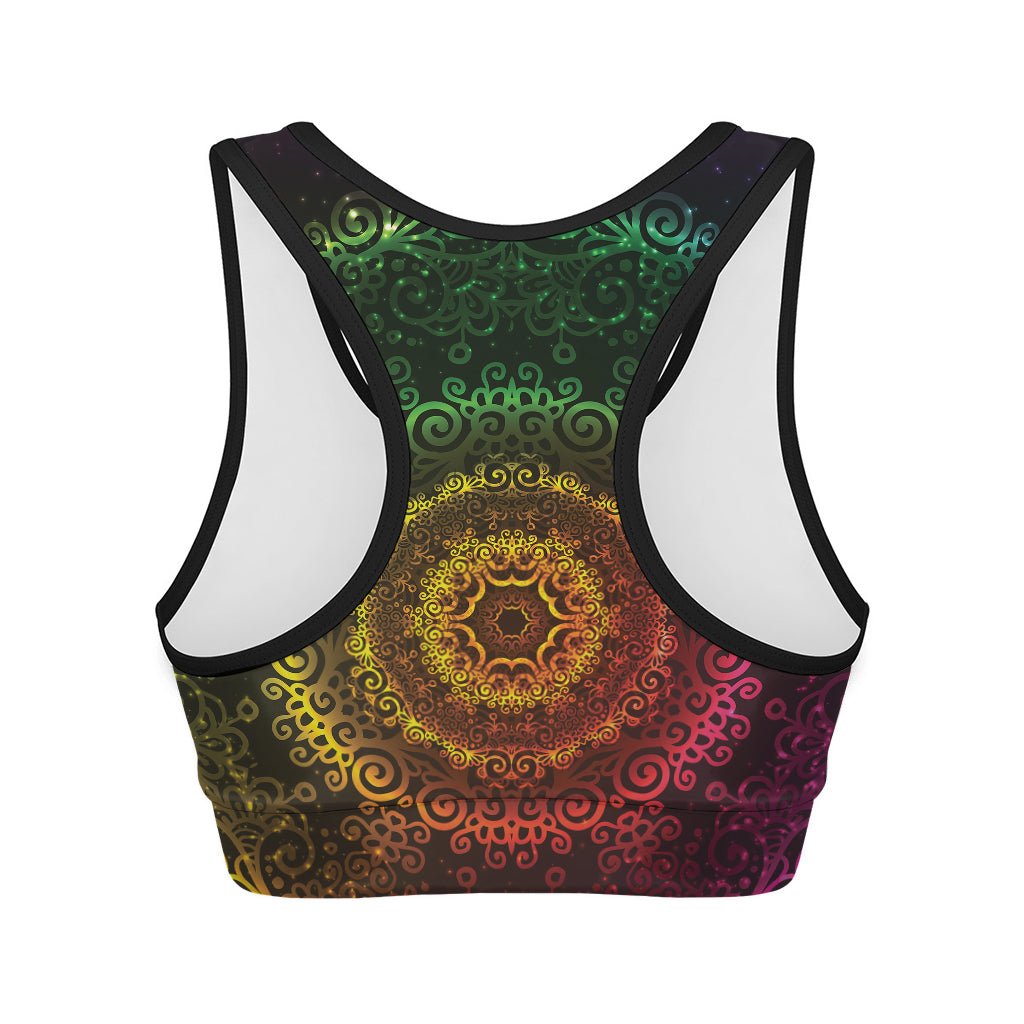 Colorful Gradient Mandala Print Women's Sports Bra