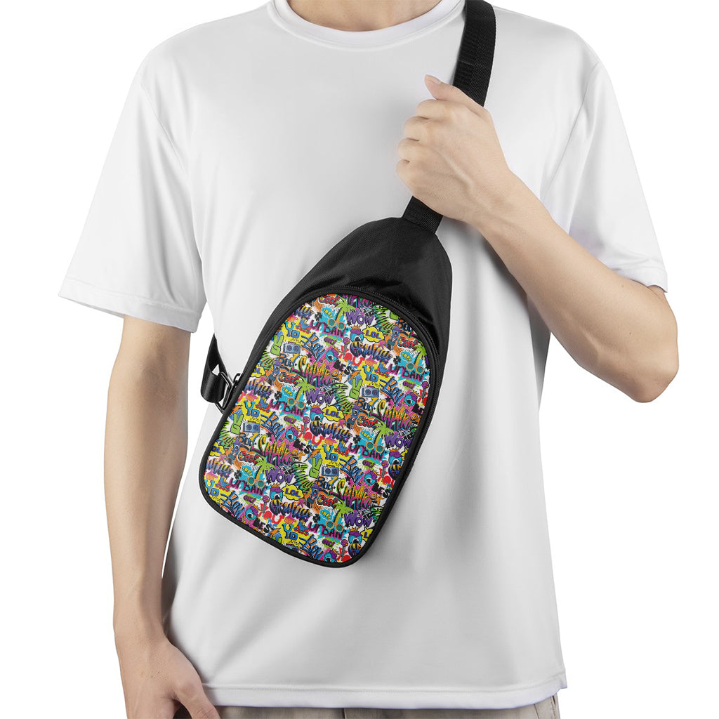 Colorful Graffiti Pattern Print Chest Bag