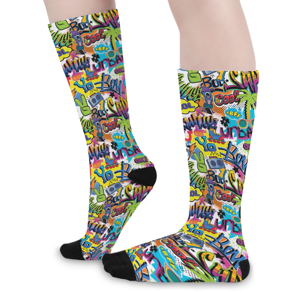 Colorful Graffiti Pattern Print Long Socks
