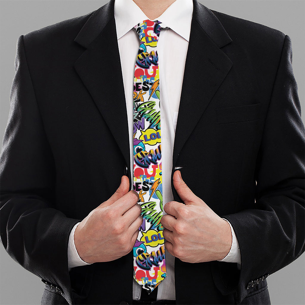 Colorful Graffiti Pattern Print Necktie