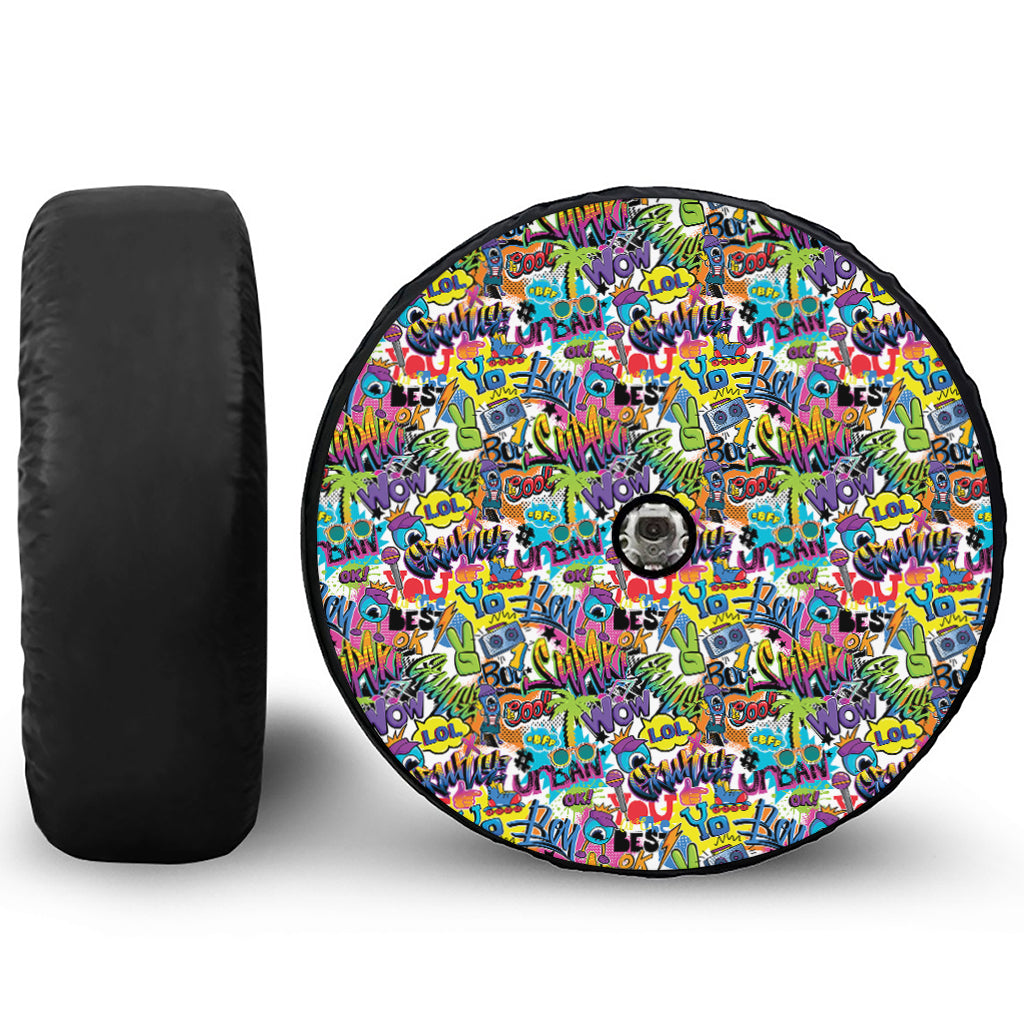 Colorful Graffiti Pattern Print Tire Cover With Camera Hole
