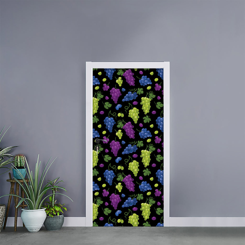 Colorful Grapes Pattern Print Door Sticker