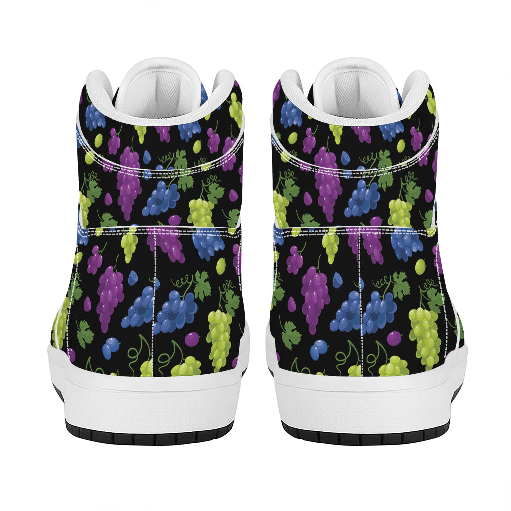 Colorful Grapes Pattern Print High Top Leather Sneakers