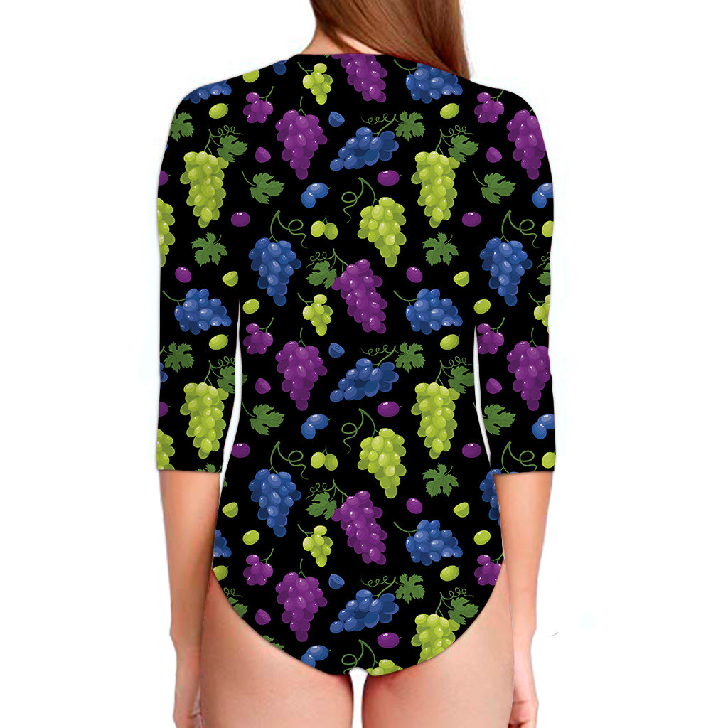 Colorful Grapes Pattern Print Long Sleeve Swimsuit