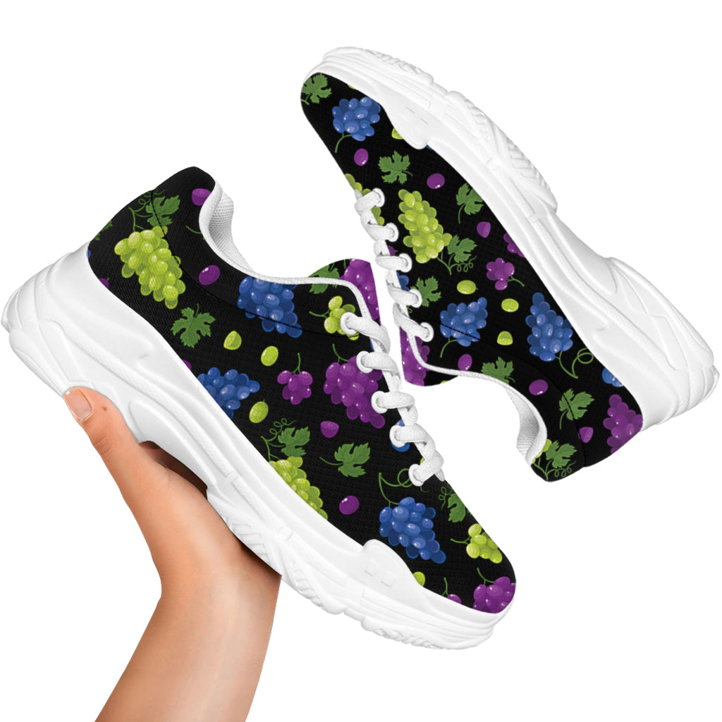Colorful Grapes Pattern Print White Chunky Shoes