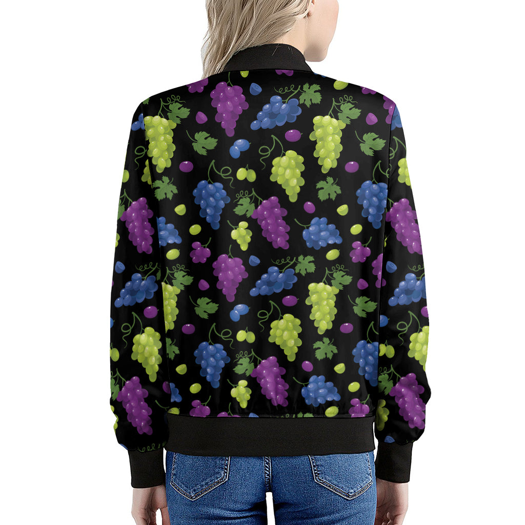Colorful Grapes Pattern Print Women's Bomber Jacket