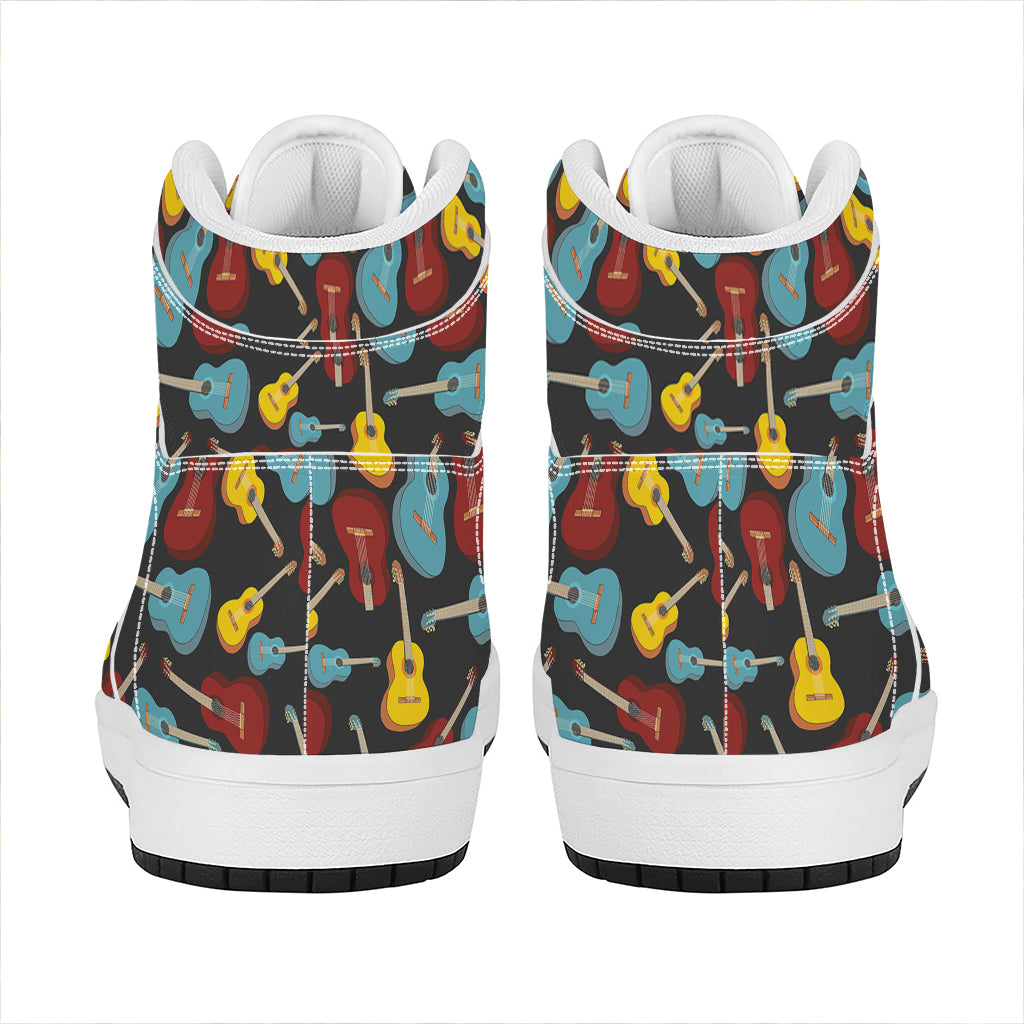 Colorful Guitar Pattern Print High Top Leather Sneakers