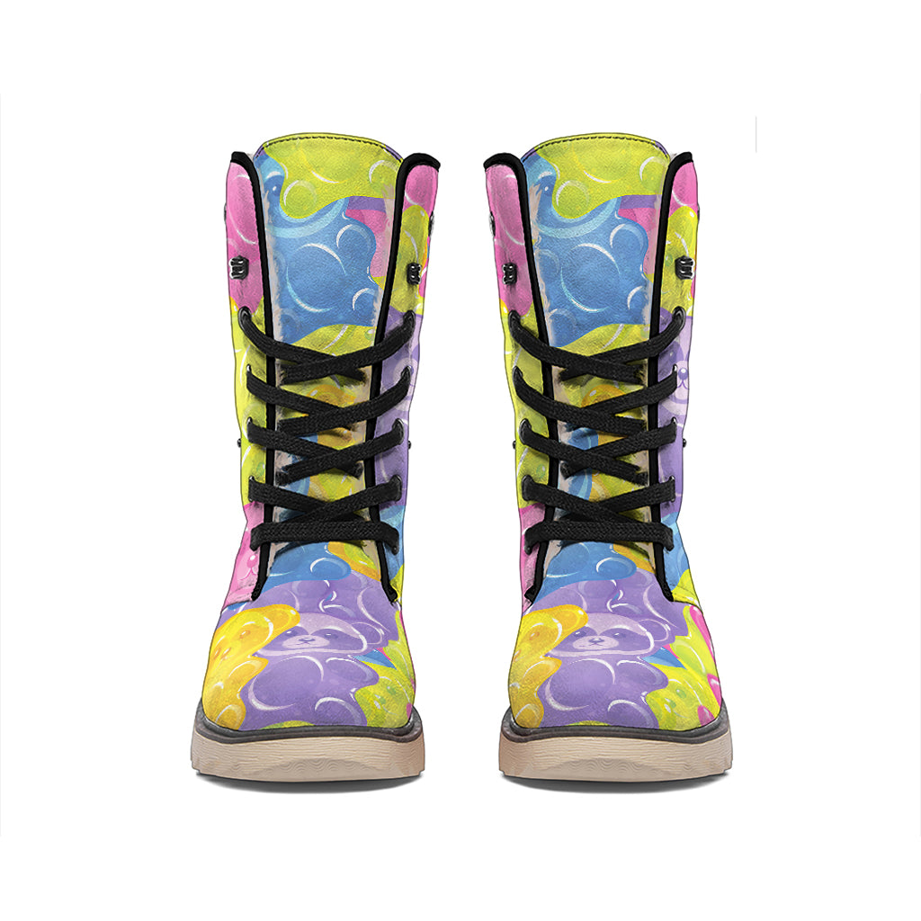 Colorful Gummy Bear Print Winter Boots