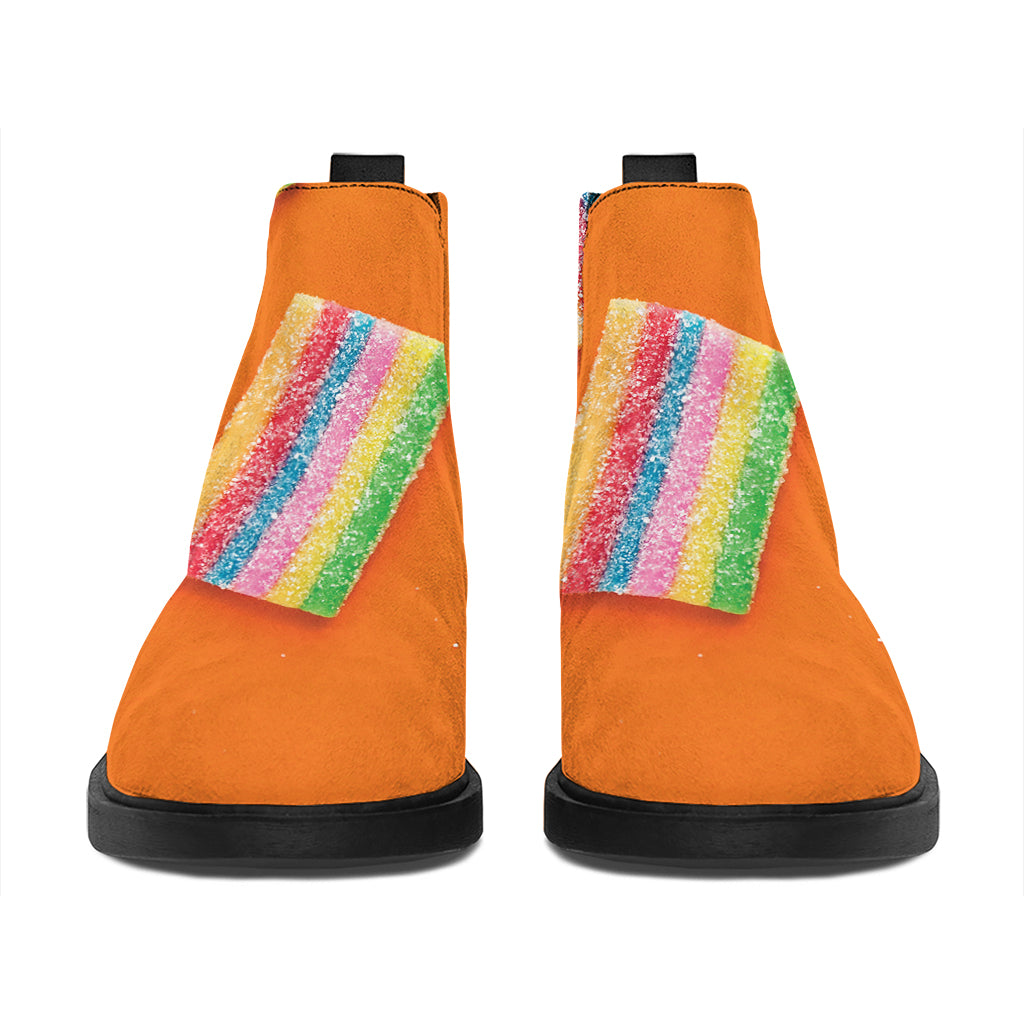 Colorful Gummy Print Flat Ankle Boots