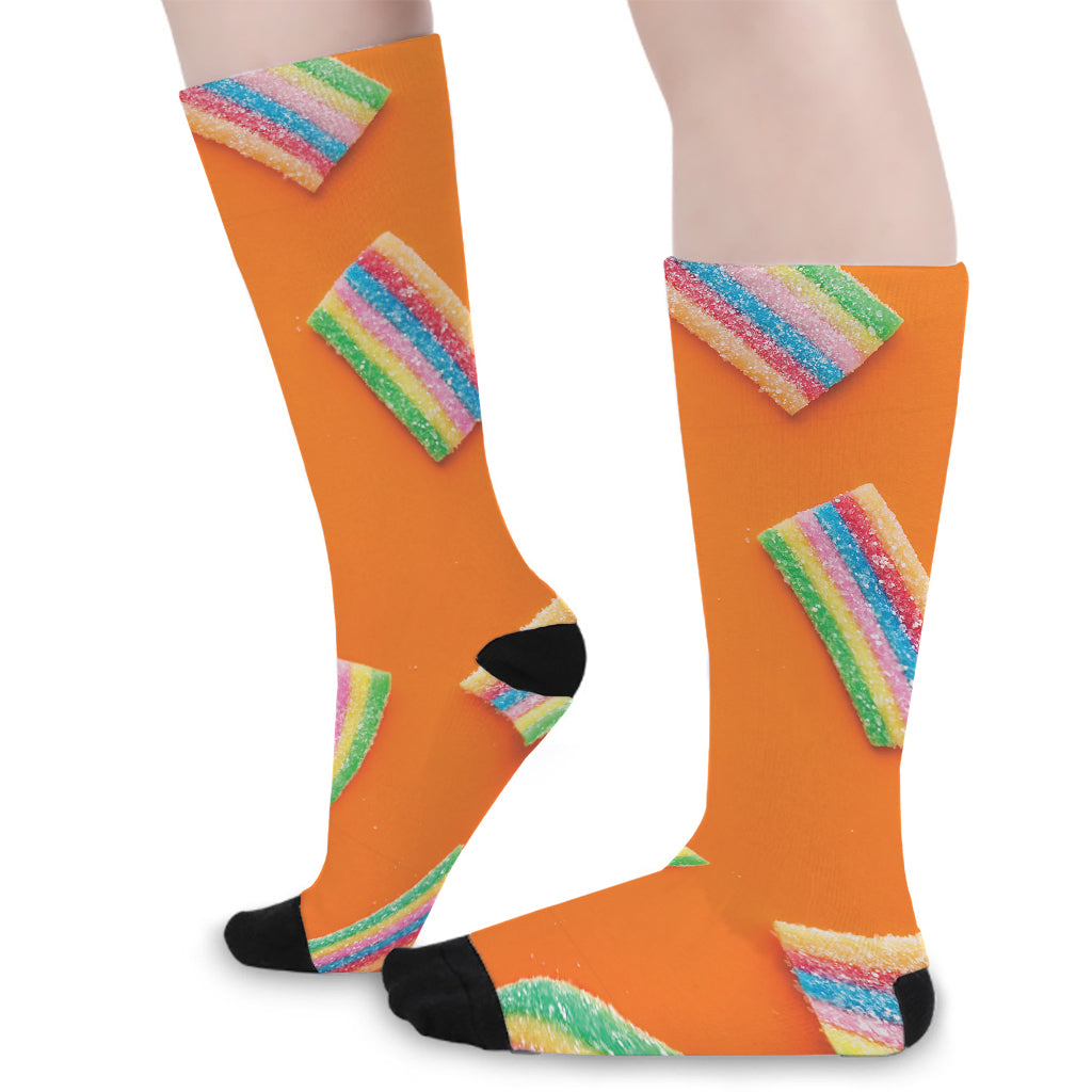 Colorful Gummy Print Long Socks