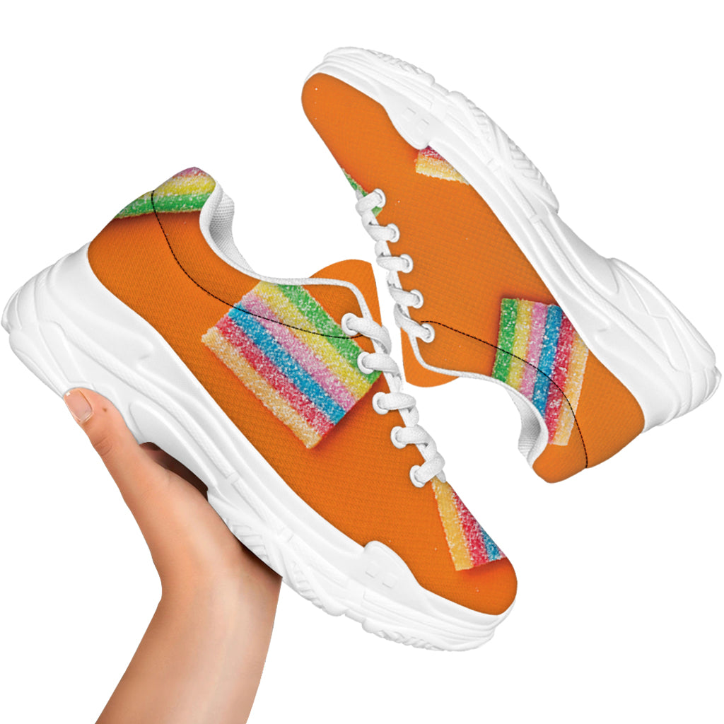 Colorful Gummy Print White Chunky Shoes