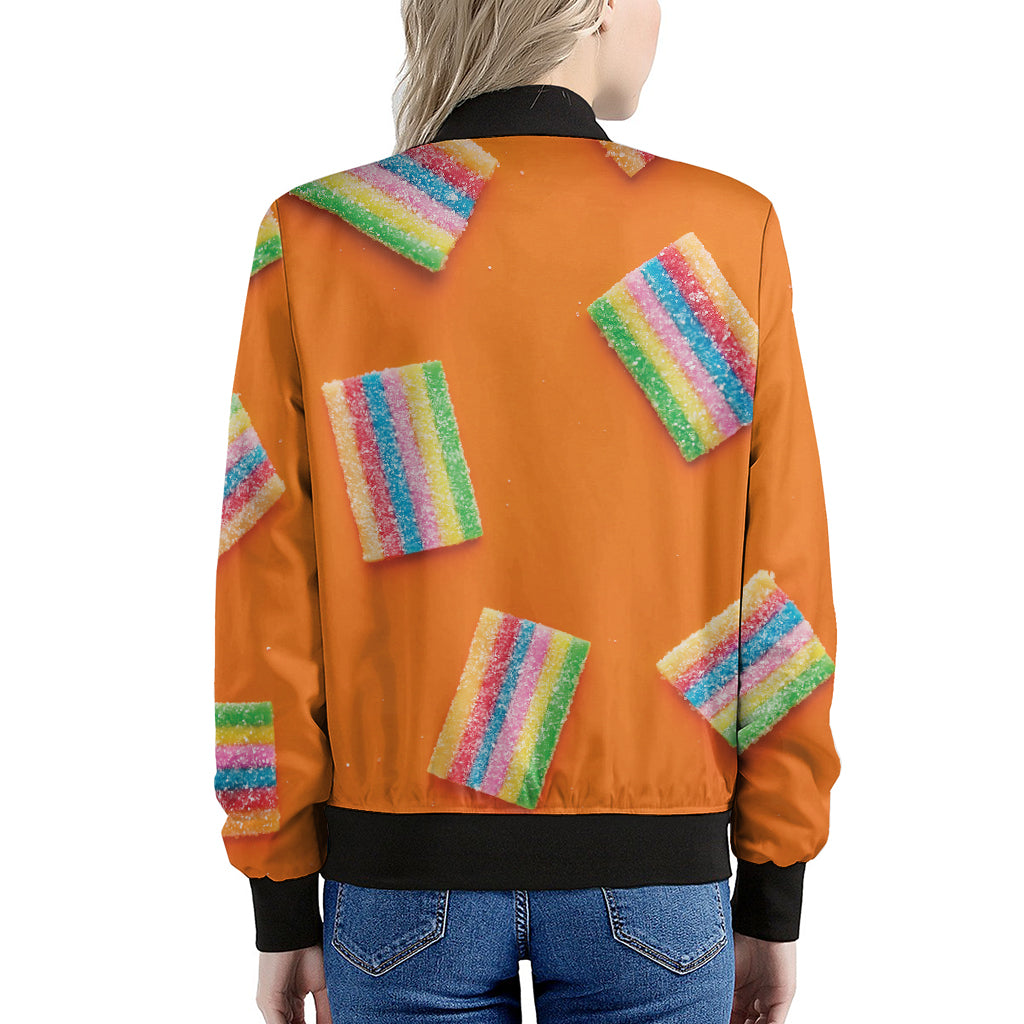 Colorful Gummy Print Women's Bomber Jacket