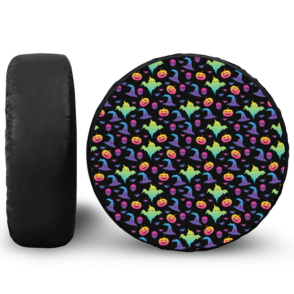 Colorful Halloween Party Pattern Print Tire Cover