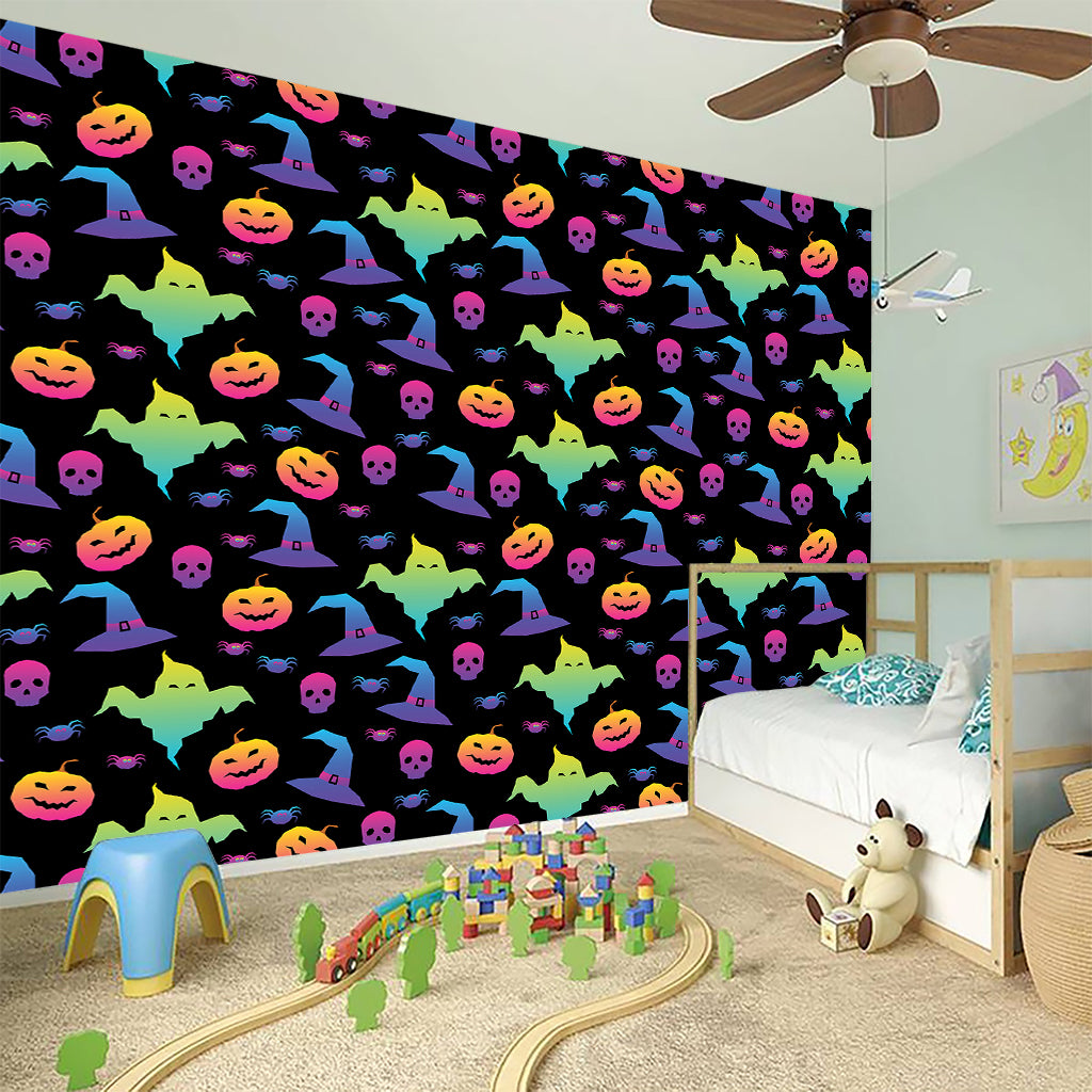 Colorful Halloween Party Pattern Print Wall Sticker