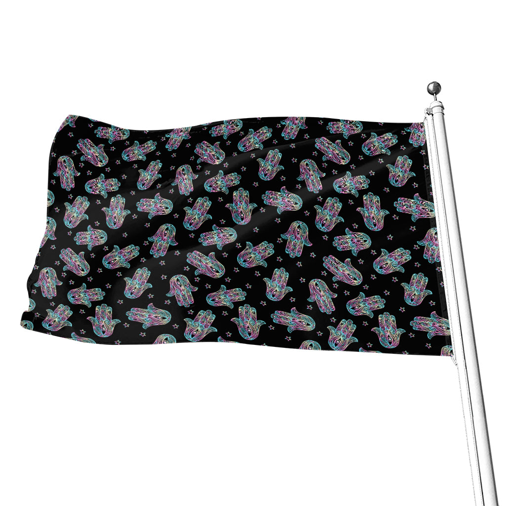 Colorful Hamsa Hand Print Flag